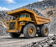 Heavy mining and earthmoving equipment at a worksite