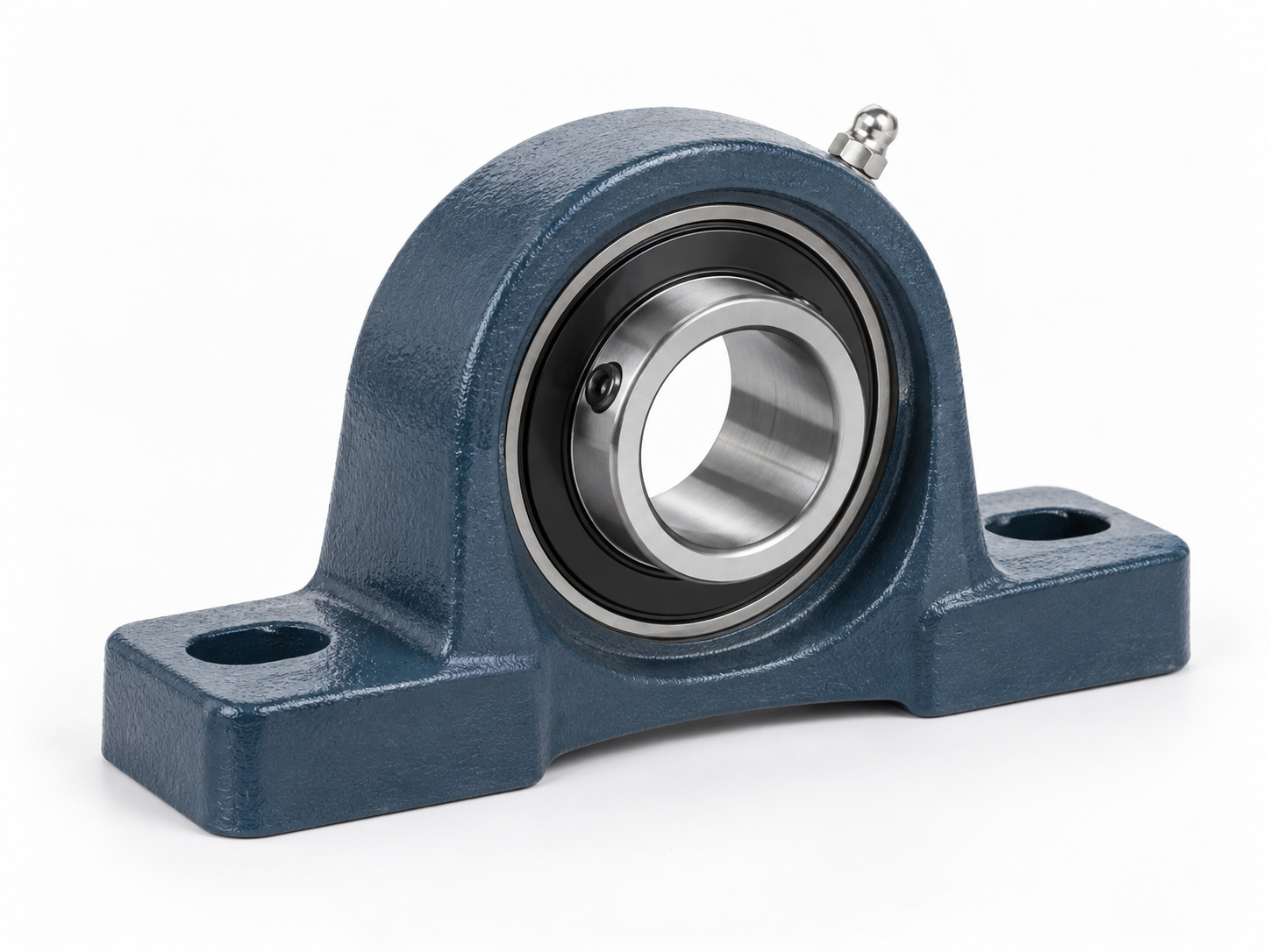 Pillow block bearing unit with cast housing and mounted insert bearing