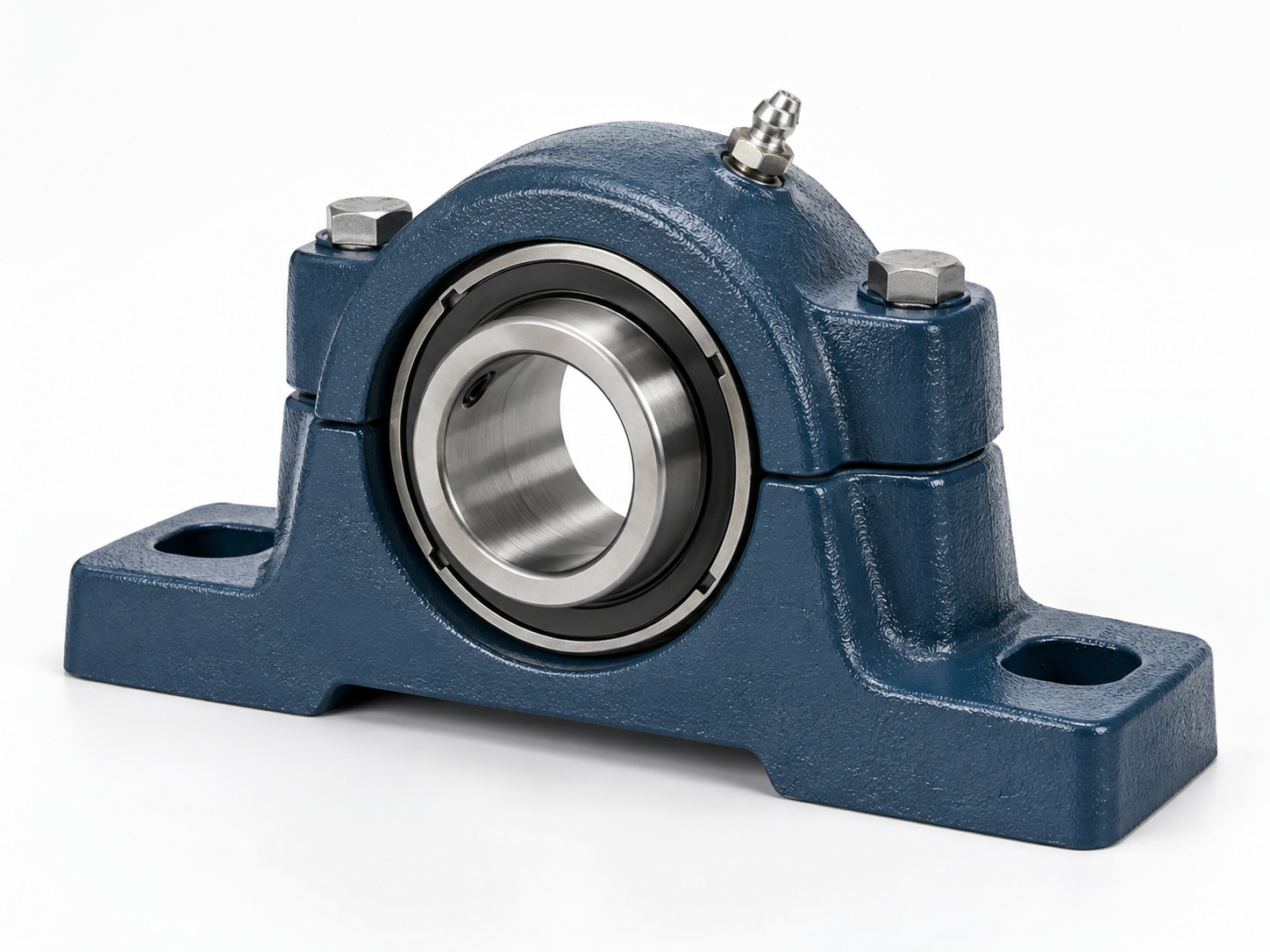 Plummer block bearing housing with bolted cap and base