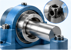 Mounted bearing unit illustrating bearing mounting and locking arrangements