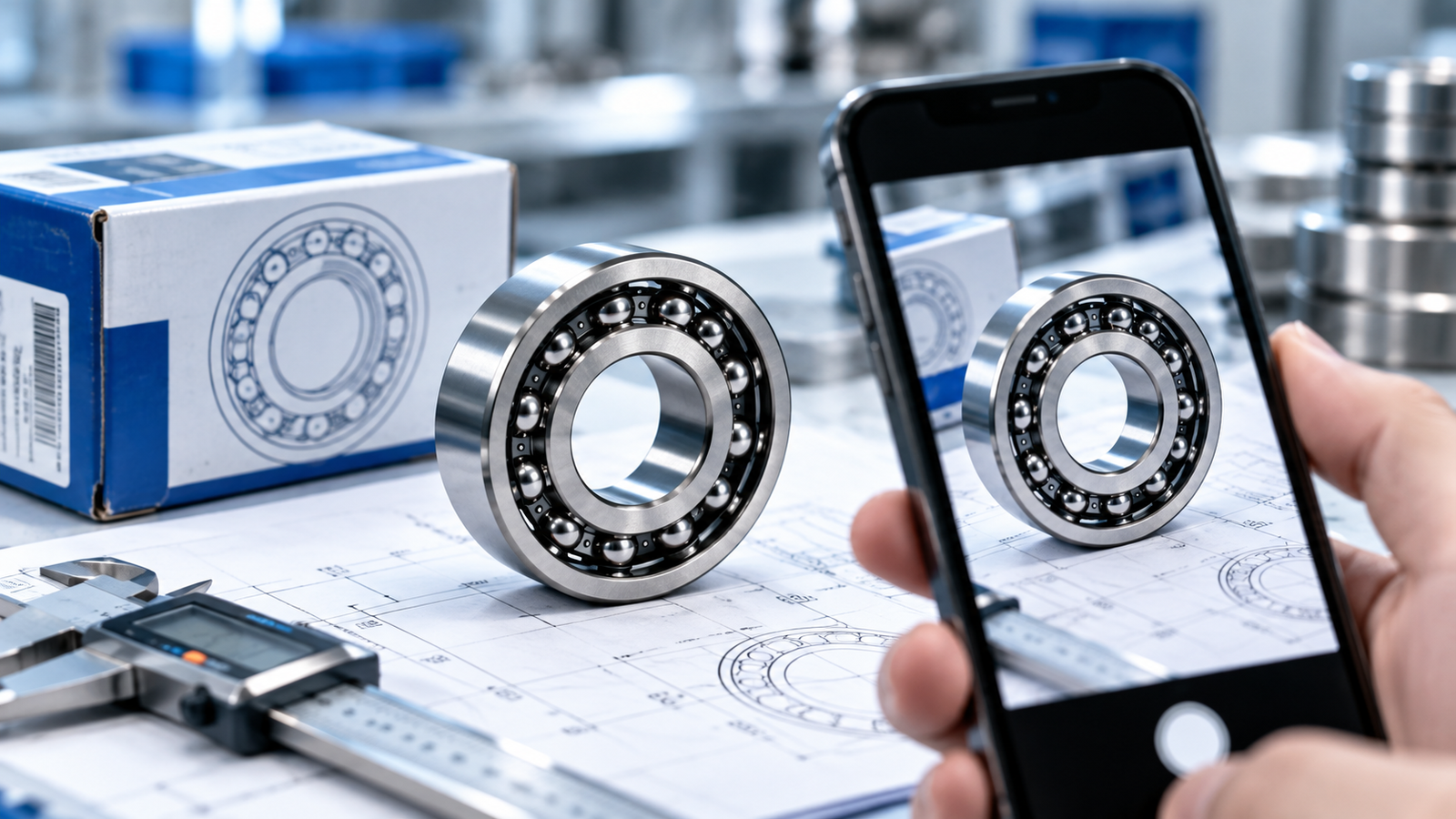 Bearing components and technical reference images used for product identification