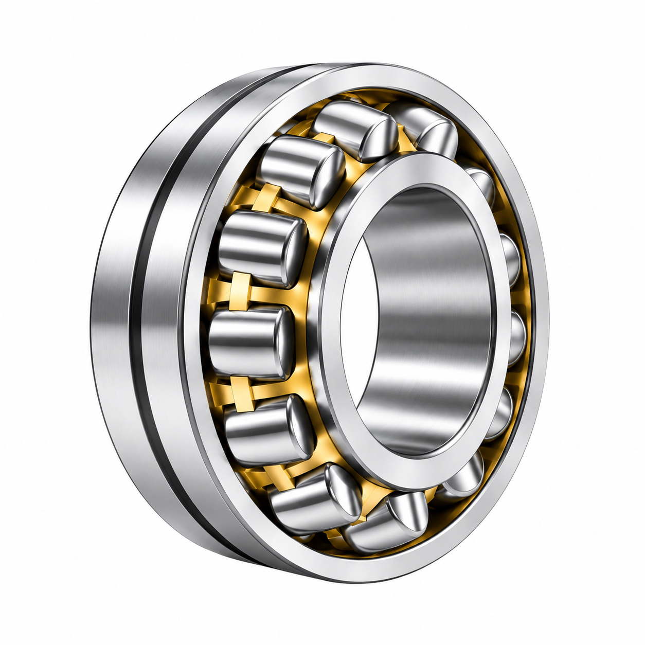 Spherical roller bearing with two rows of barrel-shaped rollers