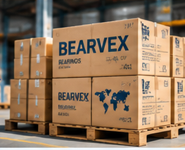 BEARVEX branded cardboard boxes prepared for bearing product packaging